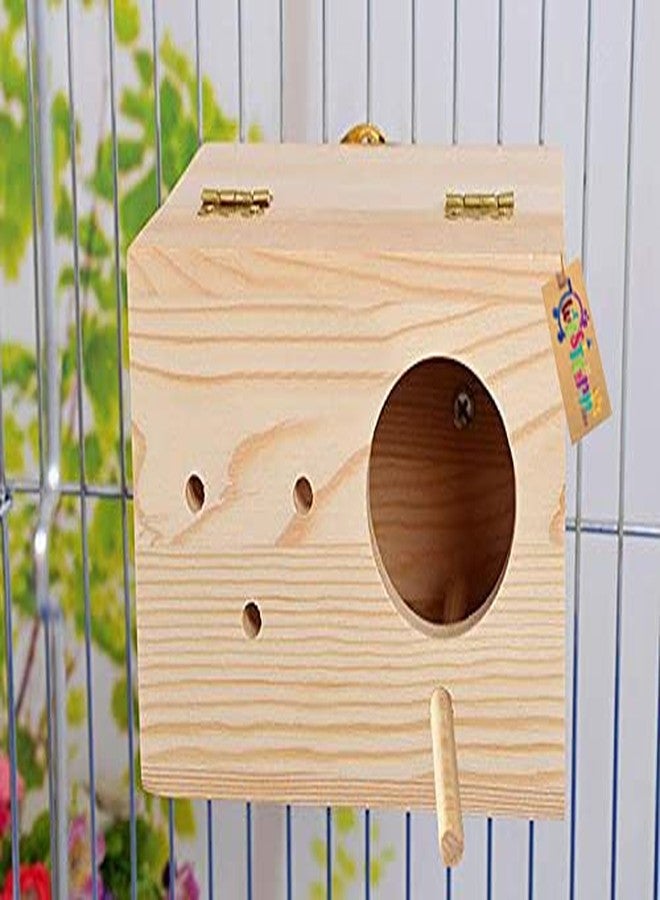 Western Era 9" Jumbo Size Natural Wood Mountable Nest Breeding Box with Perch Attached for Birds (1 Piece) - Image 3